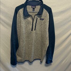 Patagonia Gray and Blue  1/4 Zip Up pull on Sweater